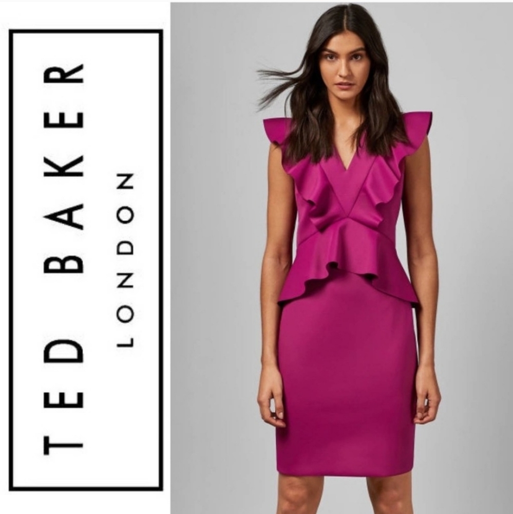 🍒NWT🍒 TED BAKER FUCHSIA DRESS - Picture 2 of 7